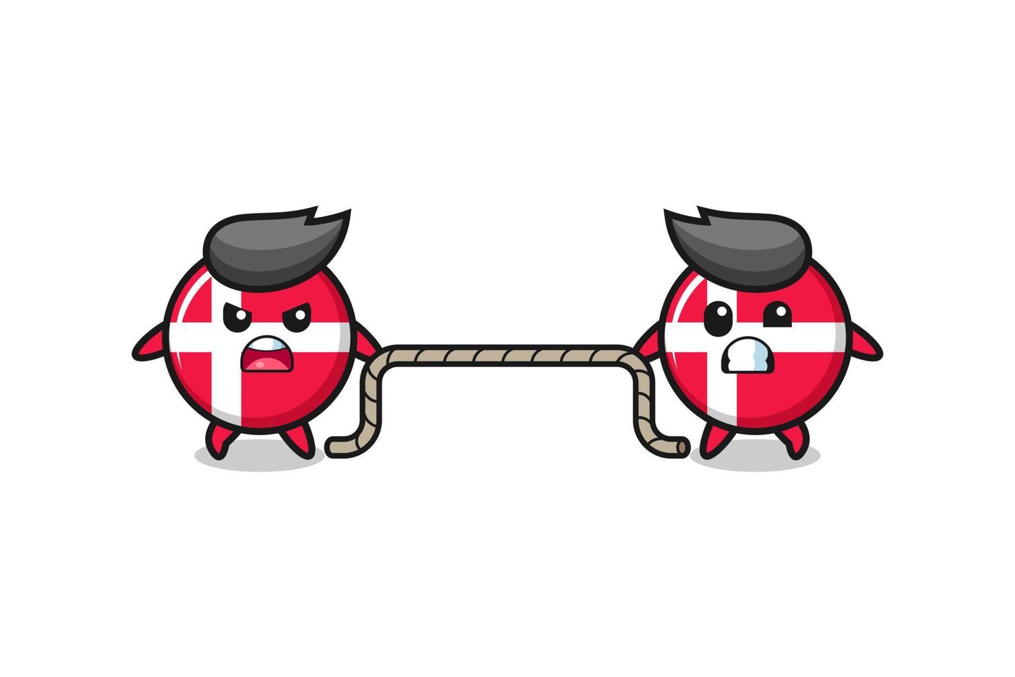 Der süße Dänemark-Flaggencharakter spielt Tauziehen-Spiel vektor