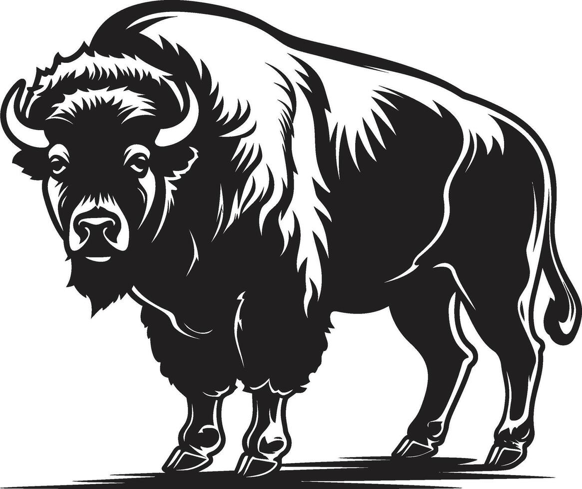 bisoniskt djärv en svart logotyp design de svart bison sätt stark stolt och oförglömlig vektor