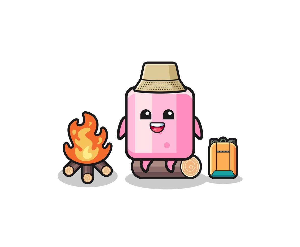 Campingillustration des Marshmallow-Cartoon vektor