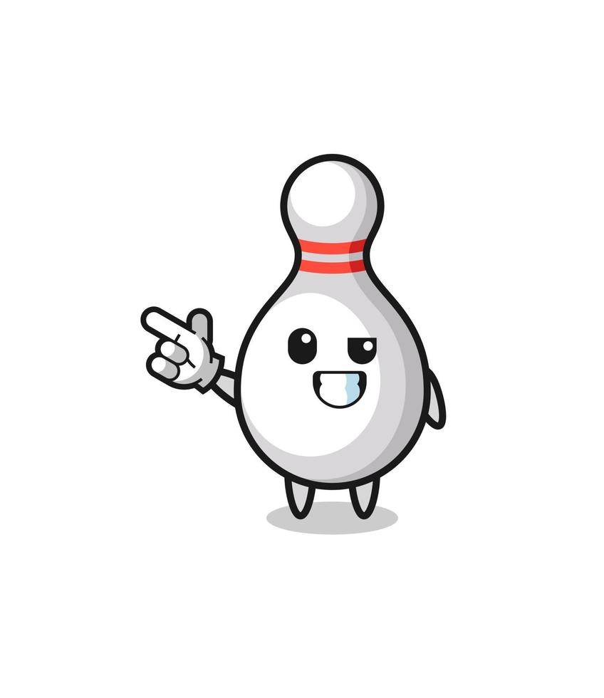 bowling pin maskot pekar upp till vänster vektor