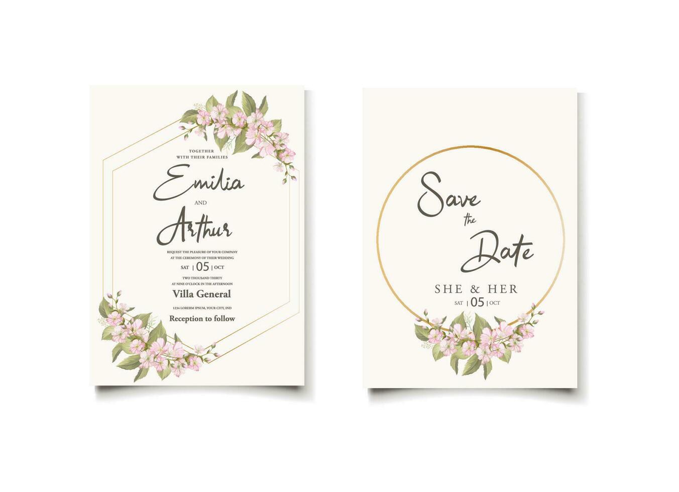 minimalistische Hochzeitseinladungs-Design-Vorlage. vektor