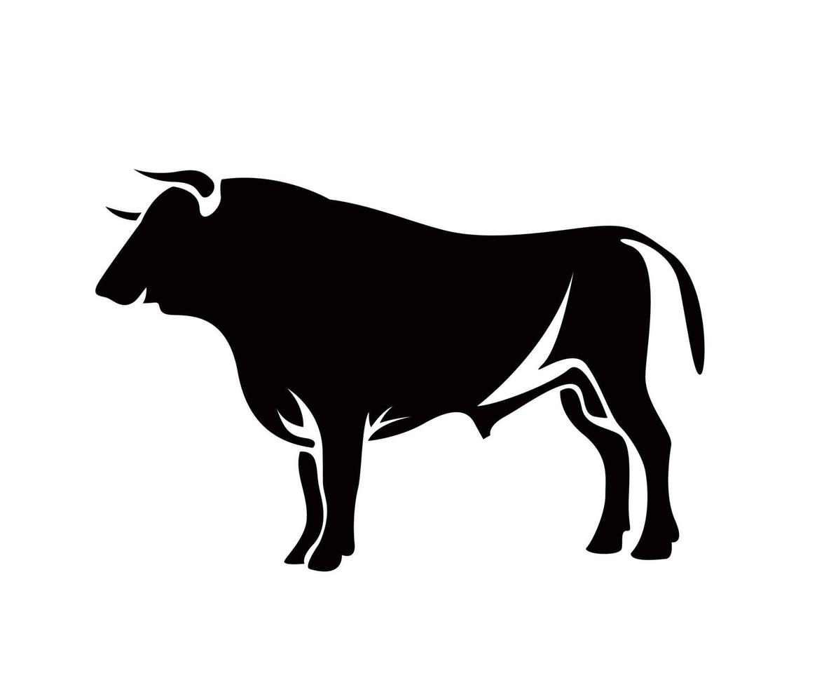 logotyp tjur, siluett av tjur, siluett av buffel, retrodesign av tjur, tjurlogotyp i retrostil vektor