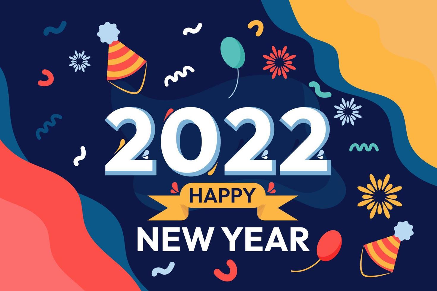 festliches modernes handgezeichnetes neues Jahr 2022 flaches Hintergrundvektordesign vektor
