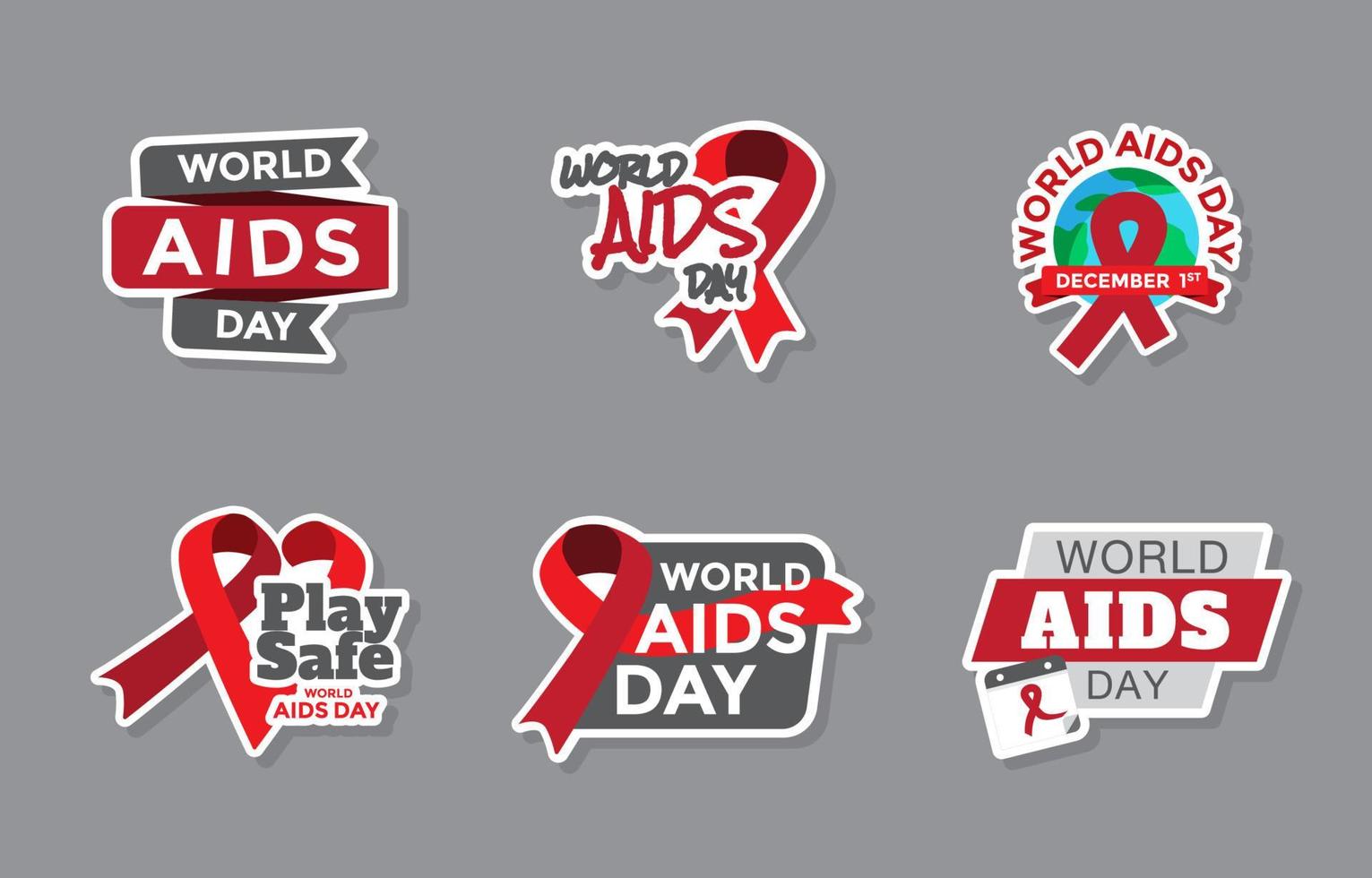 Stickersammlung für die Kampagne zum Welt-Aids-Tag vektor