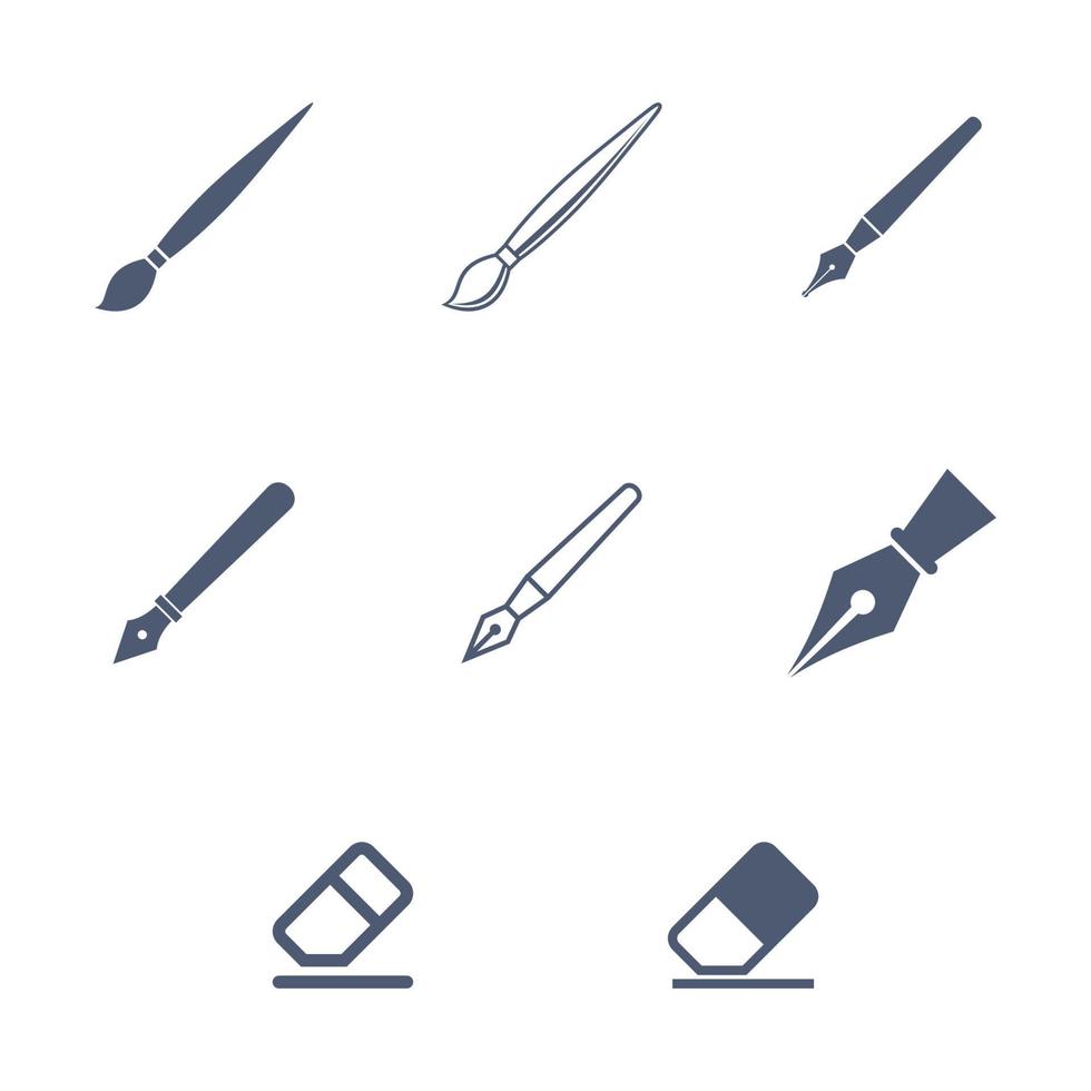 Pinsel, Stift, Radiergummi, stationäres Symbol Vektor Vorlage Illustration Design