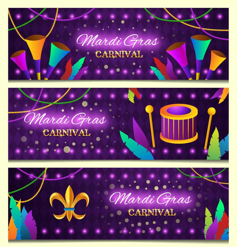 mardi gras karneval banner set vektor