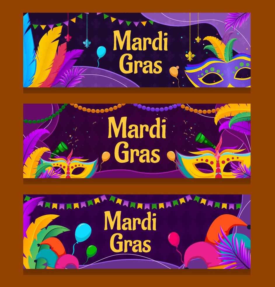 mardi gras karneval banner set vektor