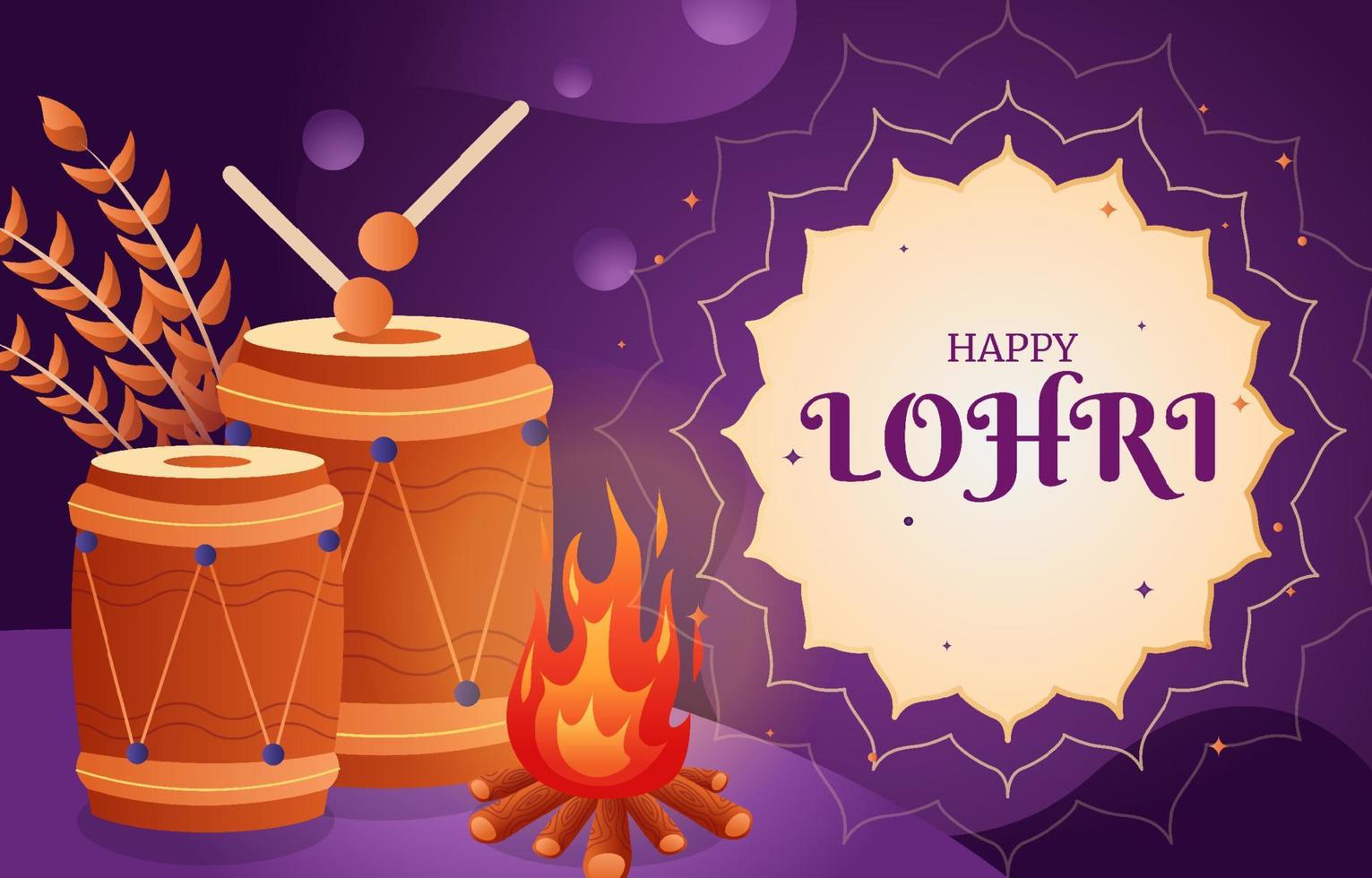 lohri indisk traditionell festivalbakgrund vektor
