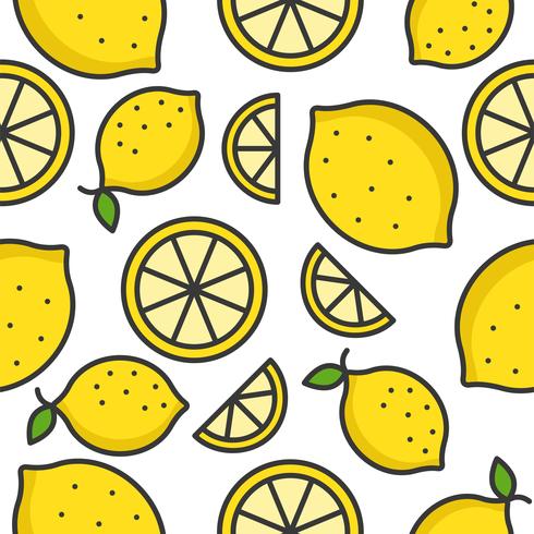 Zitronen- und Zitronenscheibe nahtloses Muster der tropischen Frucht vektor