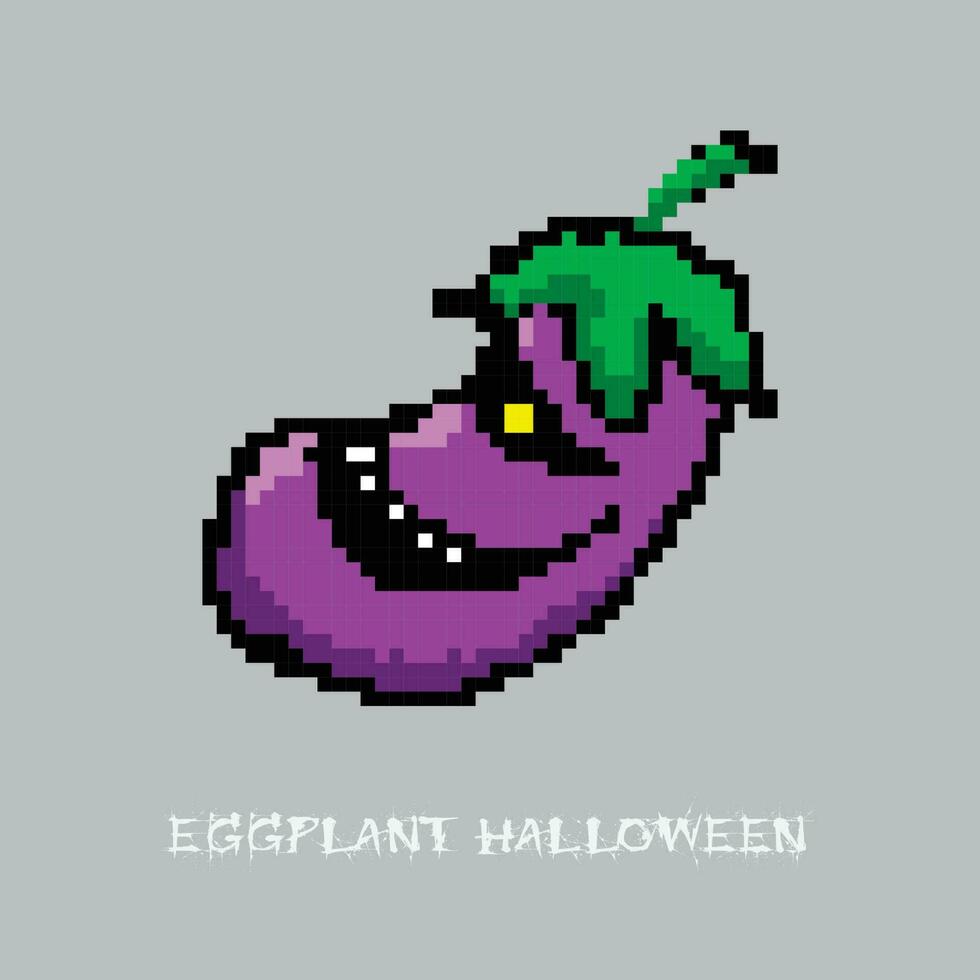 Pixel tnt für Spiele und Websites Aubergine an Halloween vektor