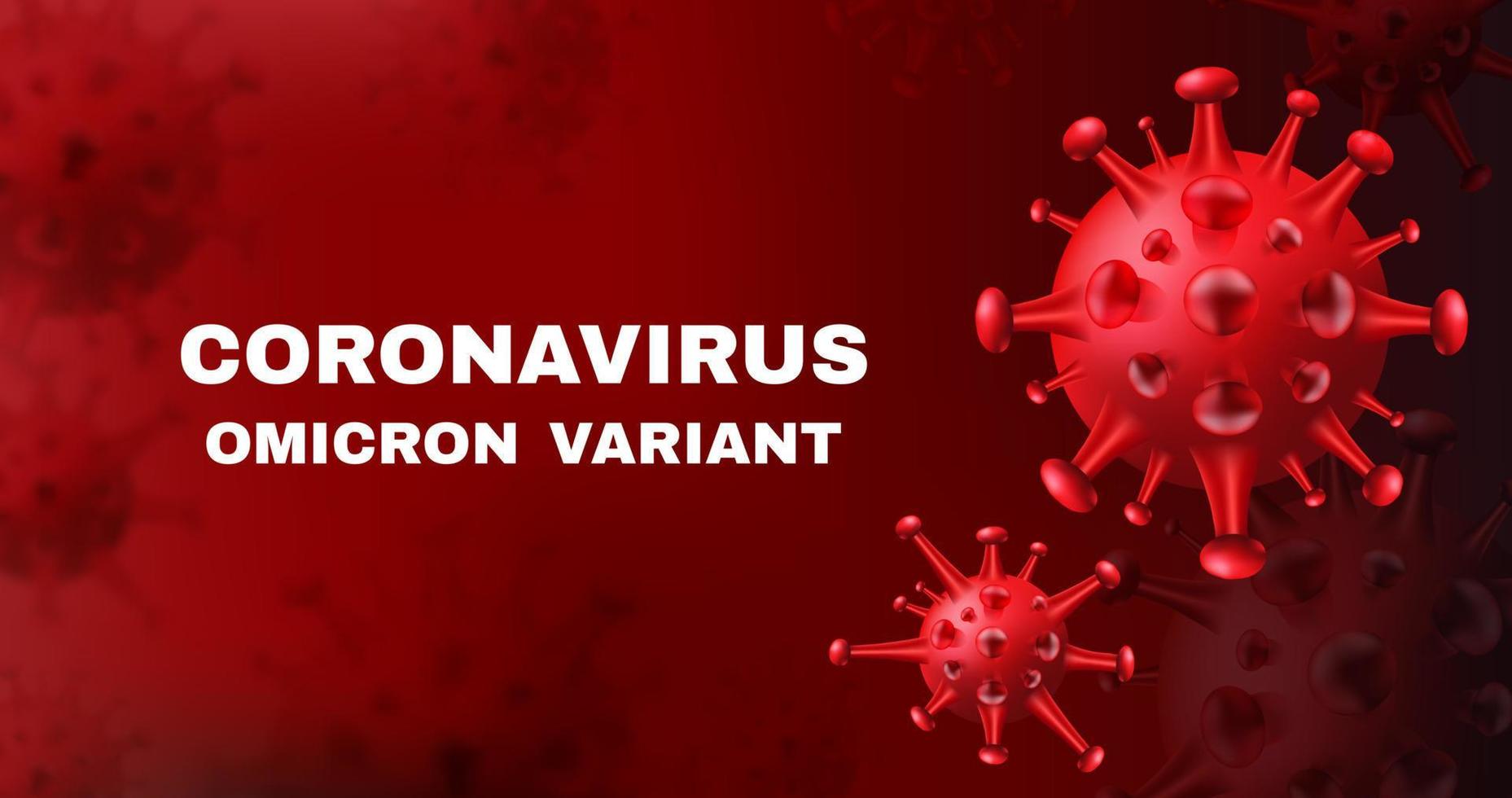 neue Coronavirus-Variante - omicron. Covid-10-Vektorhintergrund mit realistischen Viruszellen. vektor