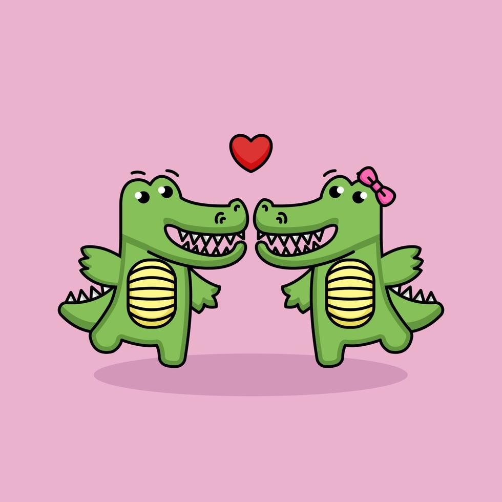 krokodil paar valentinstag vektor