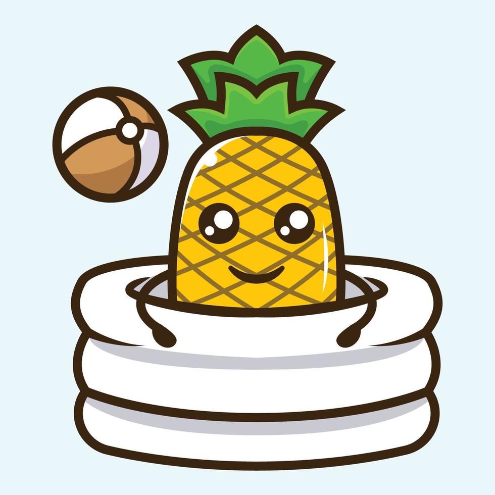 Ananas süßes Maskottchen-Design vektor