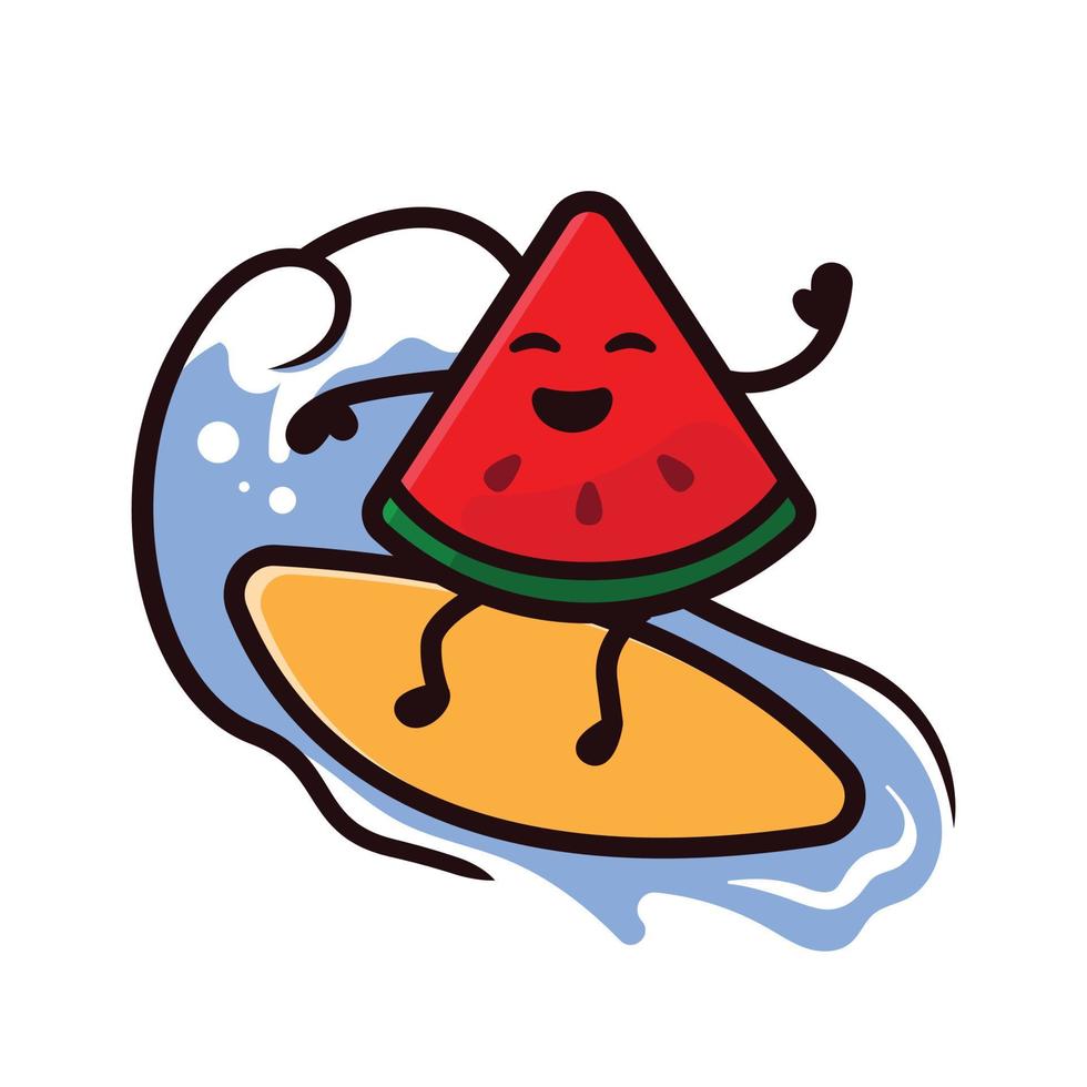 Wassermelone süßes Maskottchen-Design vektor