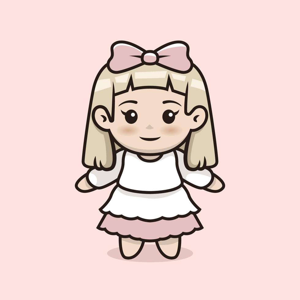 Chibi Anime Girl Maskottchen und Charakterdesign vektor