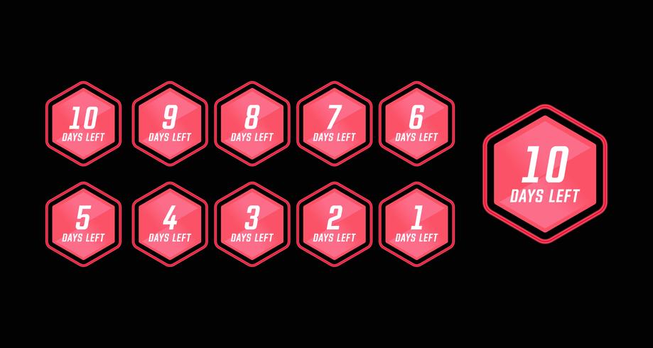 Antal dagar kvar nedräkning i rosa hexagon modern teknik stil enkel design vektor