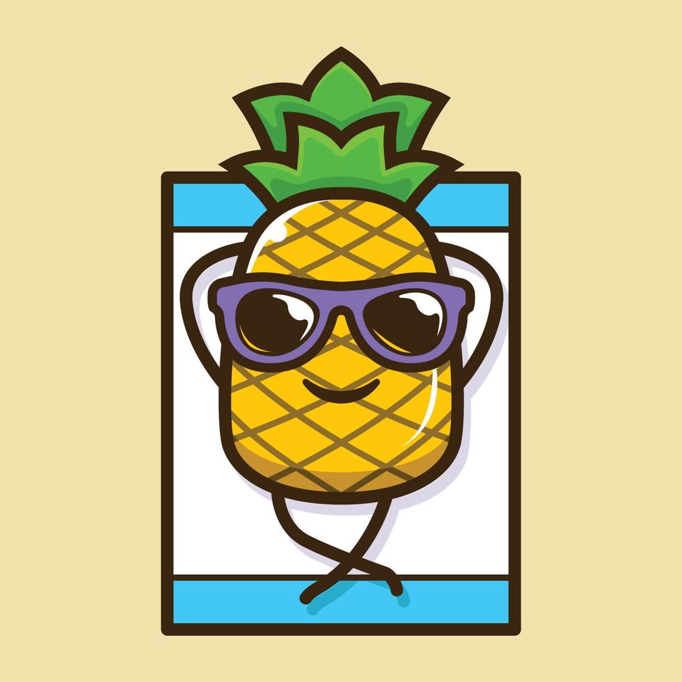 ananas söt maskot design vektor