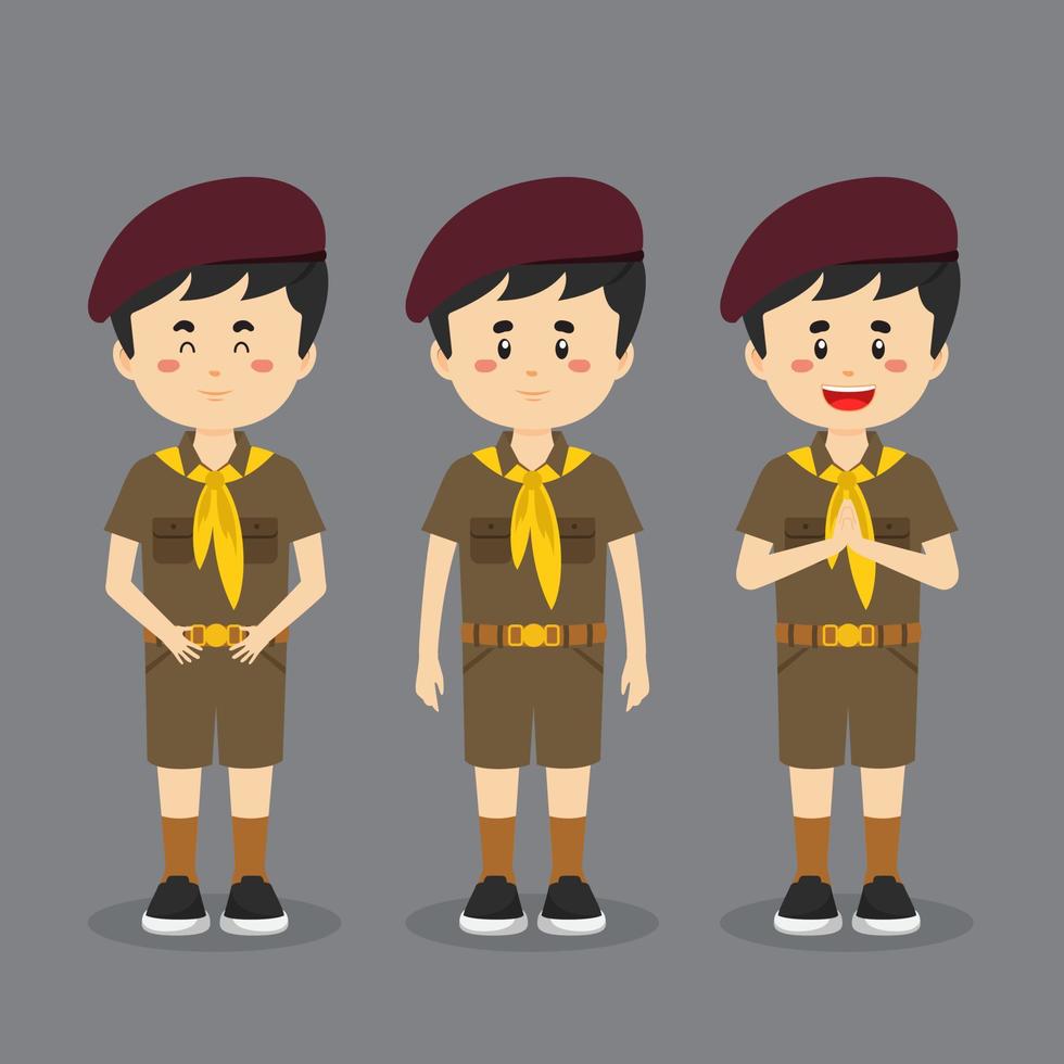 thailändsk karaktär bär skoluniform med uttryck vektor