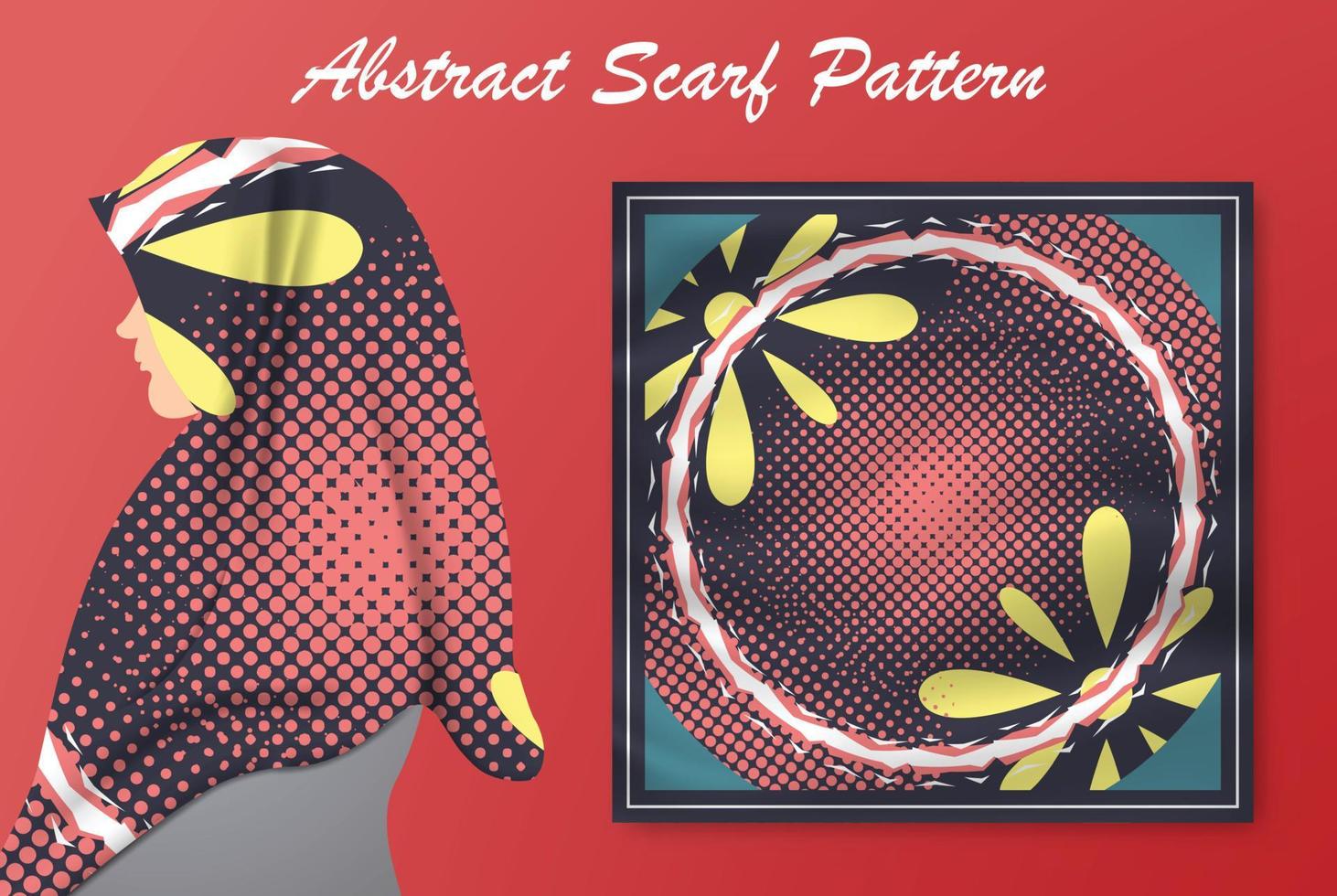 abstrakt scarf mönster design för hijab mode. hijabscarf med stänkborstebläck och löv för tryckproduktion vektor