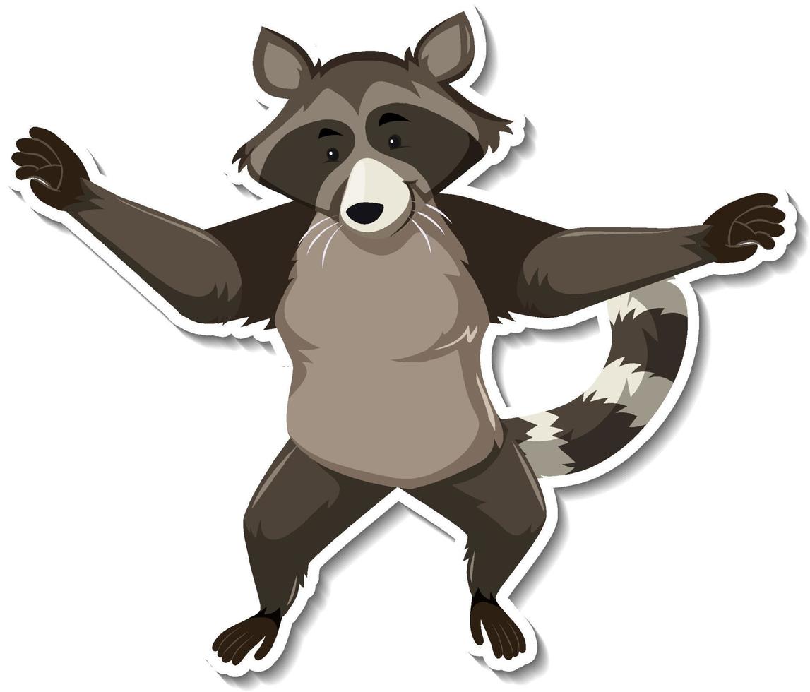 ett tecknat klistermärke för en tvättbjörn som dansar djur vektor