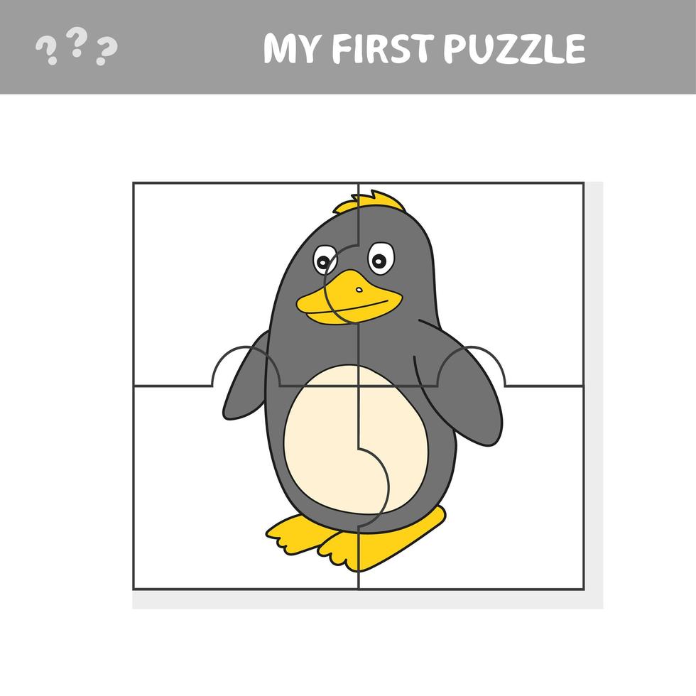 ein Vektor-Pinguin-Puzzle für Kinder im Vorschulalter - mein erstes Puzzle vektor