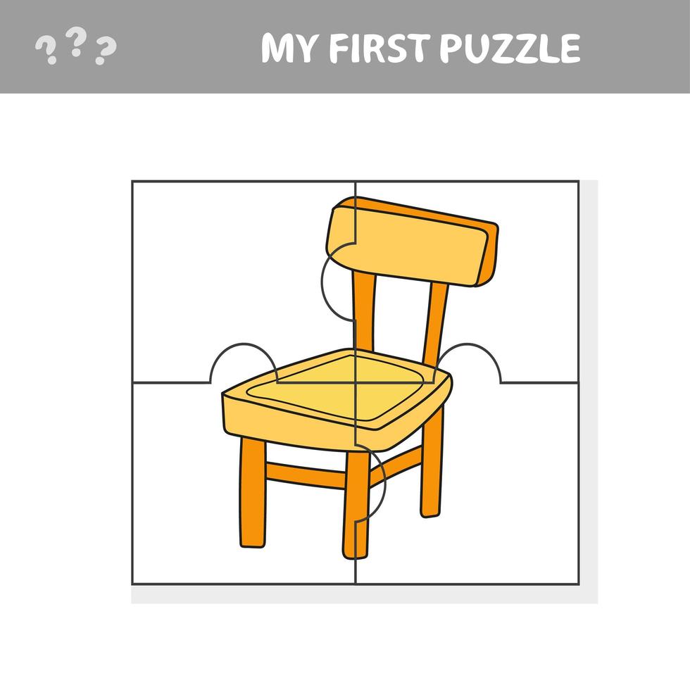 Vektor-Kind-Lernspiel für Kinder im Vorschulalter mit einfachem Spielniveau - Stuhl vektor