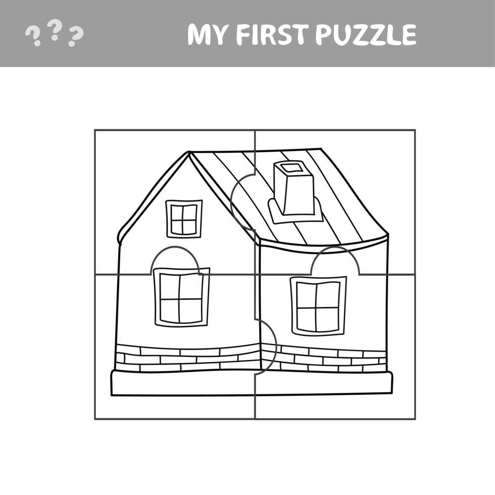 Bildungspapierspiel für Kinder, Haus. mein erstes Puzzle - Spiel für Kinder vektor