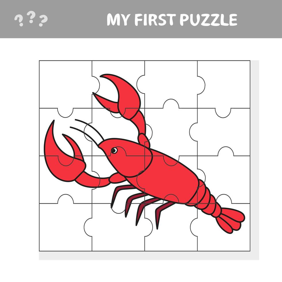 mitt första pussel. havskräftor. pusselbitar - ett spel för barn vektor