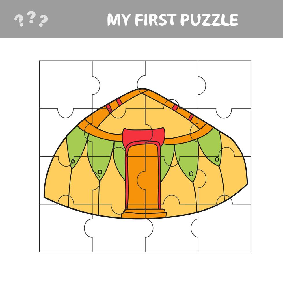 Puzzle - Vektor-Jurte. Spiel für Vorschulkinder vektor