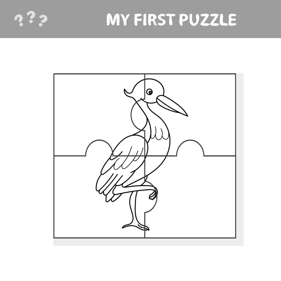 Reihervogel - Puzzle. Vektorillustration für Kinder vektor