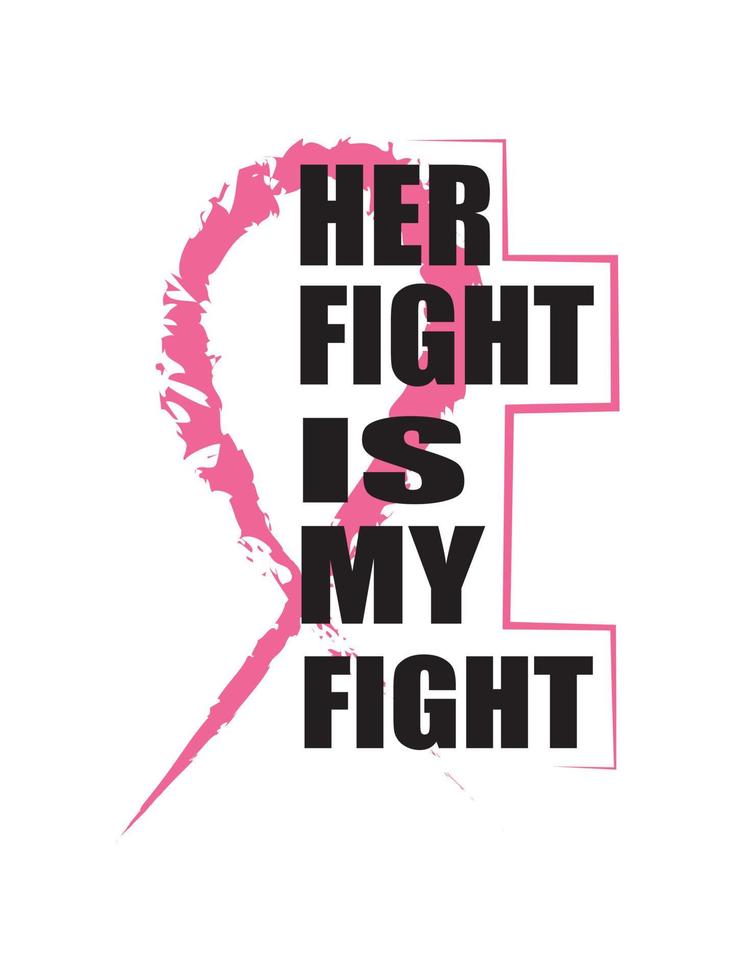 hennes kamp är min kamp bröstcancer t-shirt design typografi, bokstäver merchandise design. vektor
