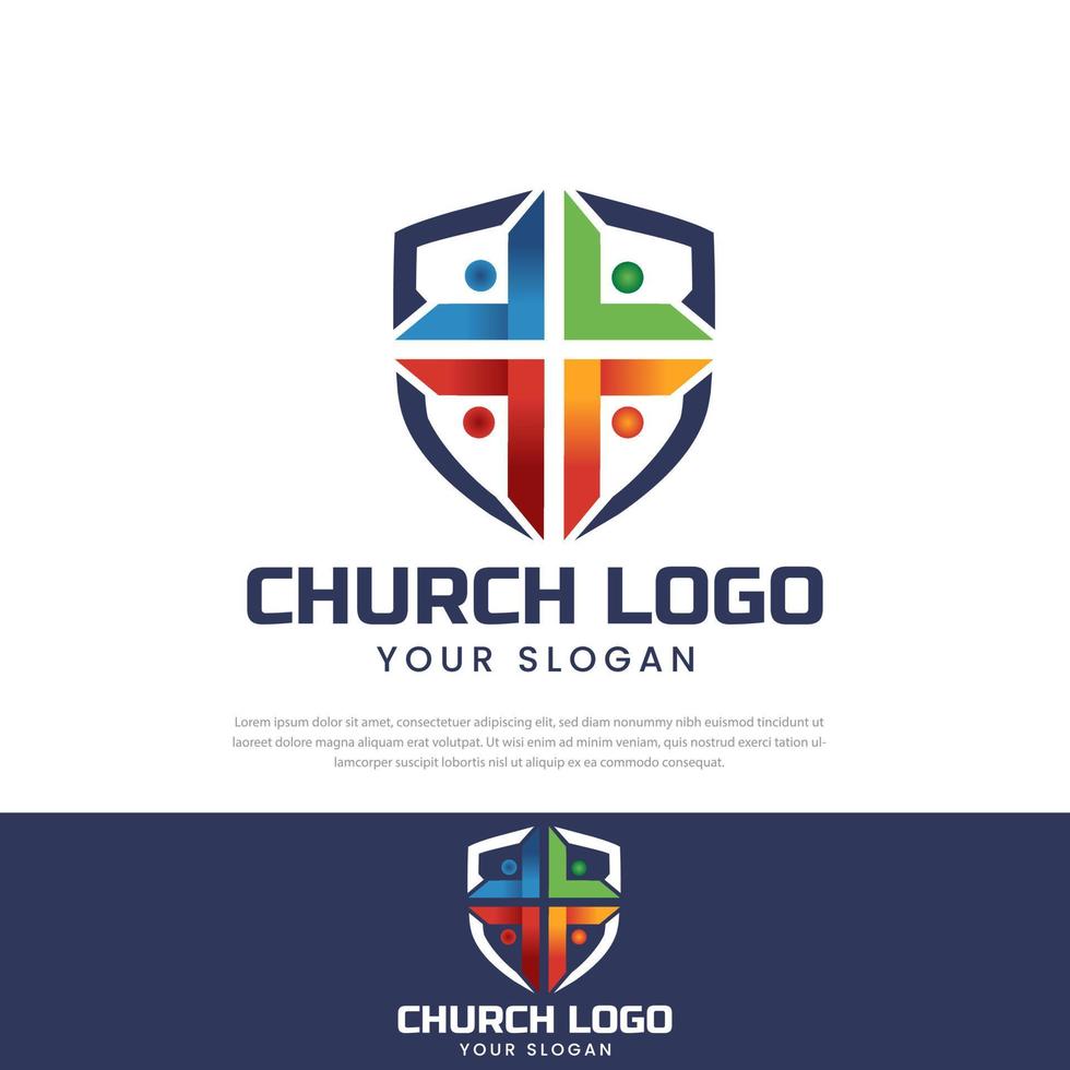 färgad kyrka försvar symbol ikon logotyp illustration kyrkan mall vektor