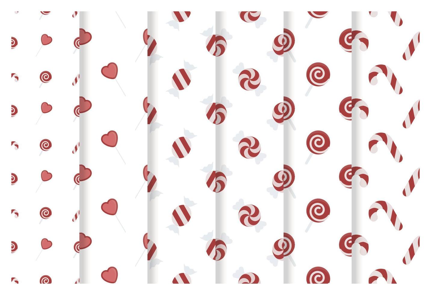 samling röda och vita julgodis seamless mönster vektor