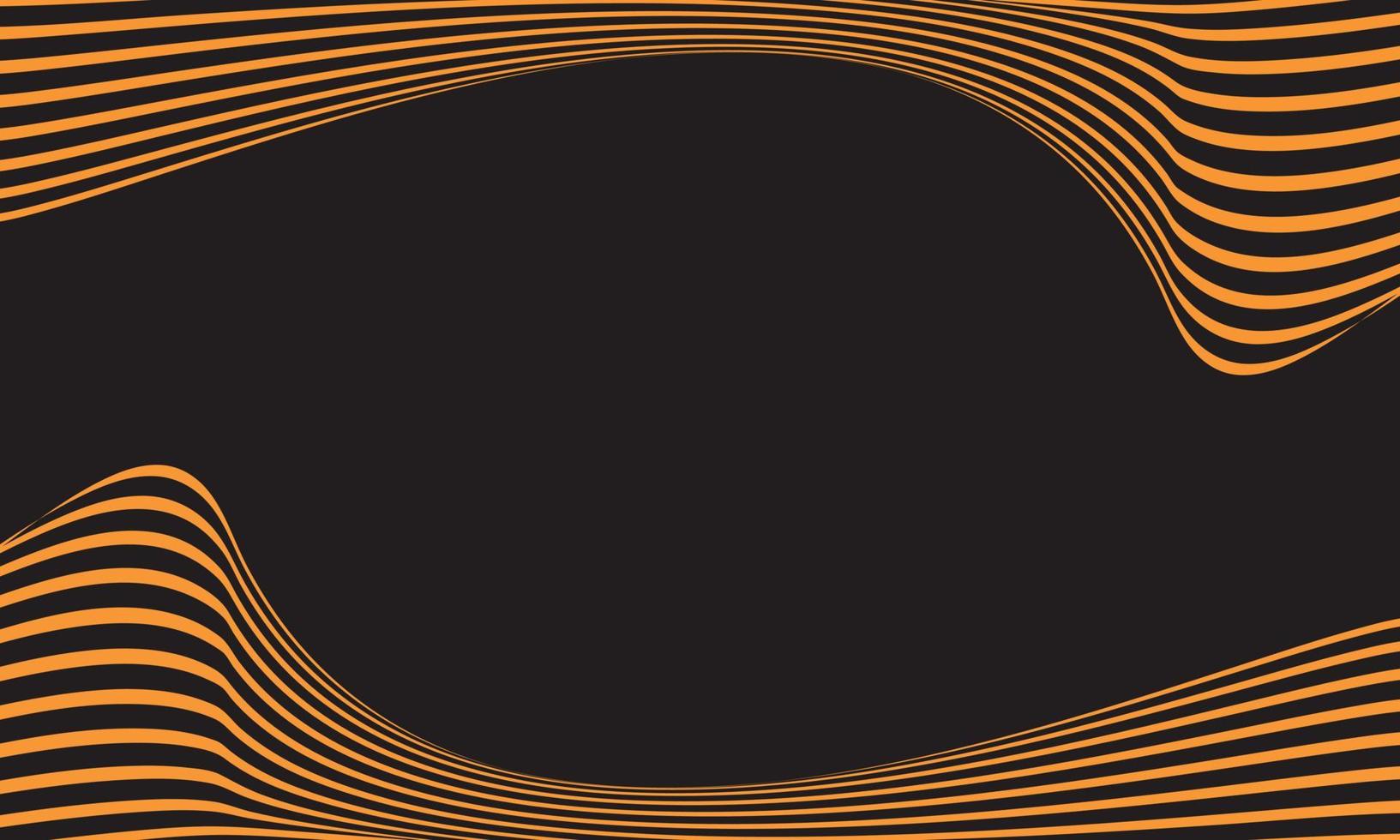 abstrakter Streifenhintergrund in Schwarz und Orange mit Wellenlinienmuster. vektor