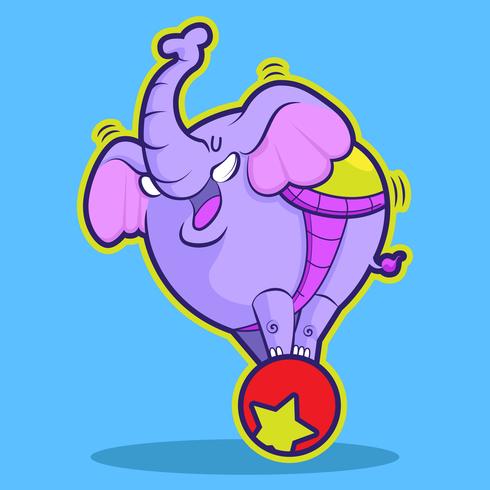 söt elefant cirkus spelar boll vektor