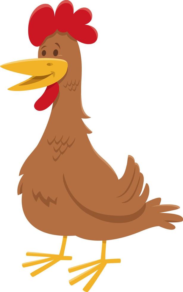 lustige Hühner- oder Henne-Bauernhof-Vogel-Tier-Comic-Figur vektor