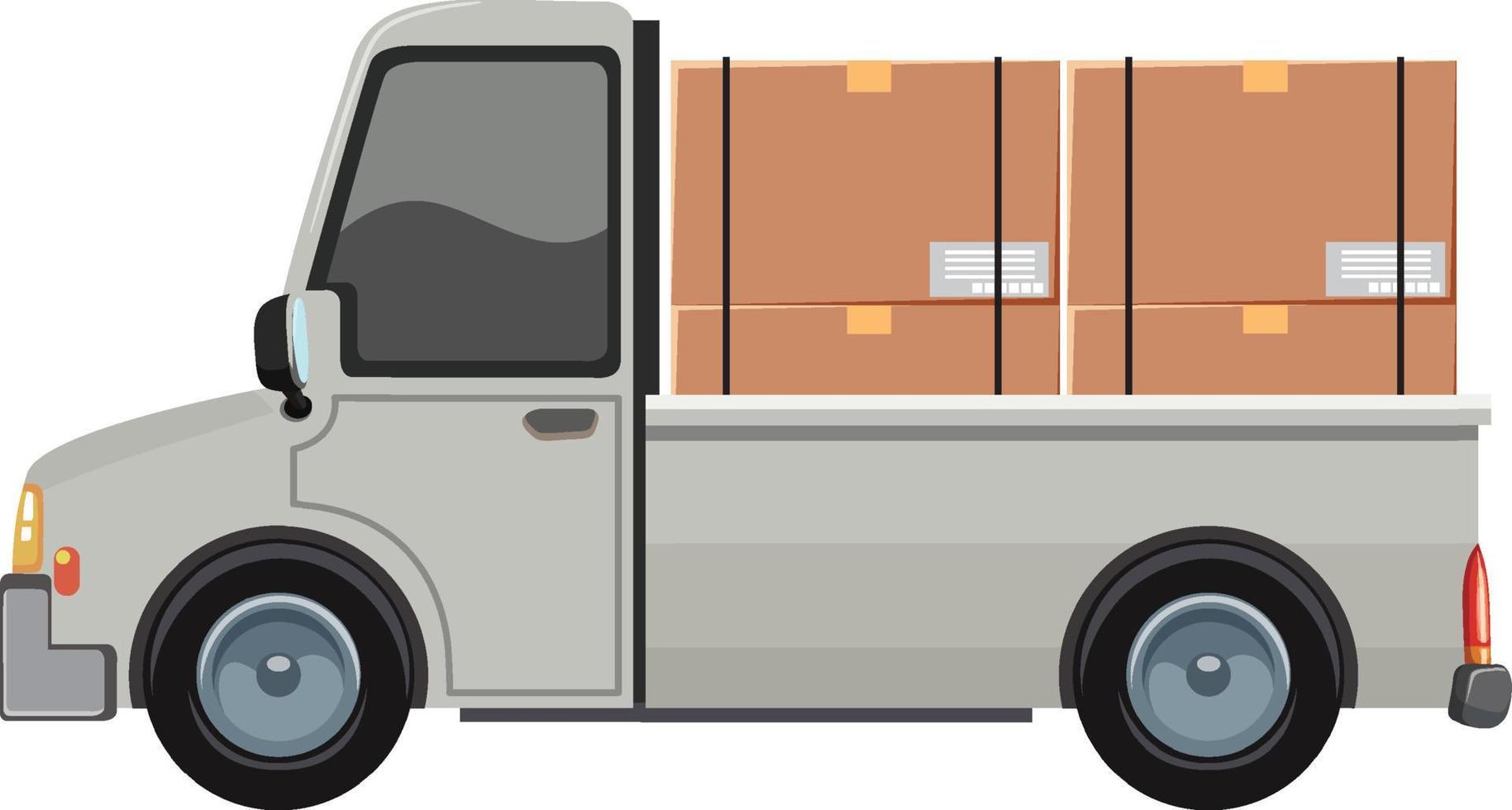 isolerad lastbil pickup bil med paket för leverans vektor