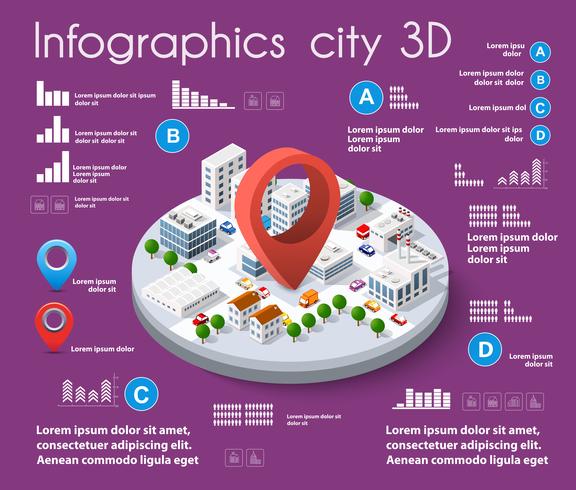 City isometrisk infographics vektor