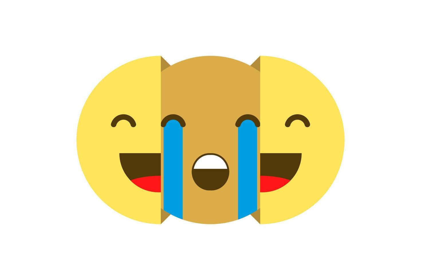 Trauriges Emoticon, das sich unter einer glücklichen Maske versteckt. Vektor-Illustration vektor