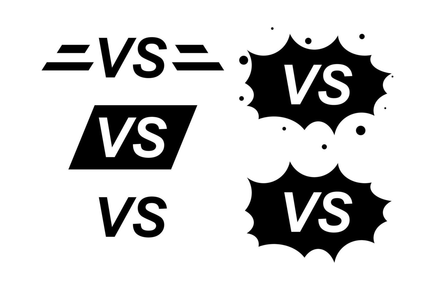 Reihe von Symbolen Kampf, Konfrontation, zusammen, Standoff, versus, Match, Endkampf. vs versus Buchstabensymbole gesetzt. gegen Kampfelemente. Vektor-Illustration. vektor