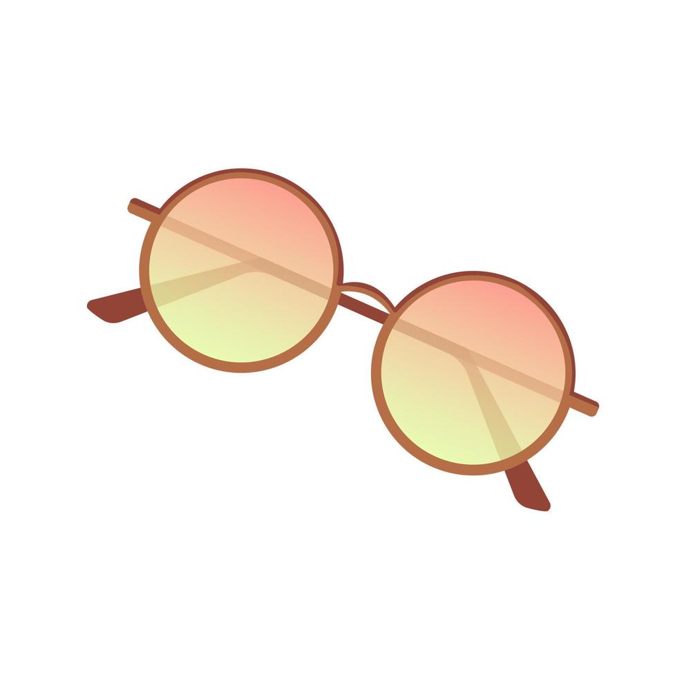 Sonnenbrille mit runden Gläsern in Rosa mit Farbverlauf auf weißem Hintergrund vektor