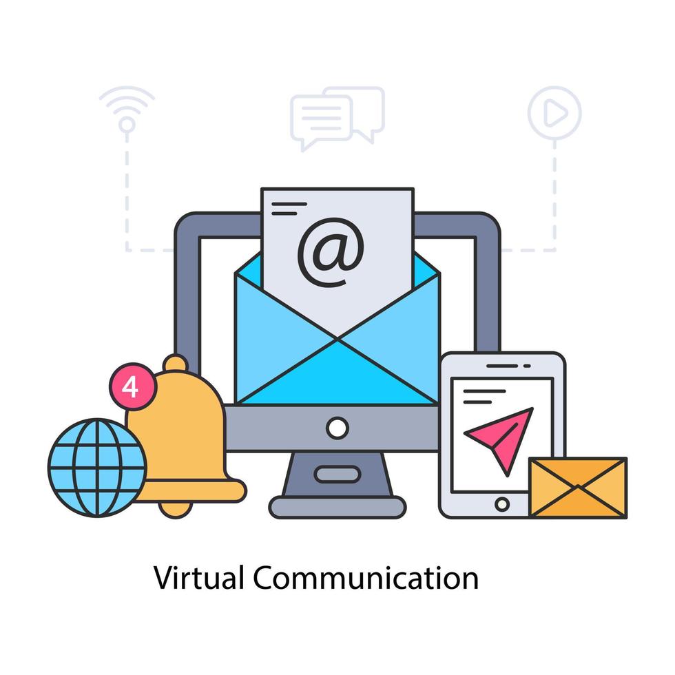 eine perfekte Design-Darstellung der virtuellen Kommunikation vektor