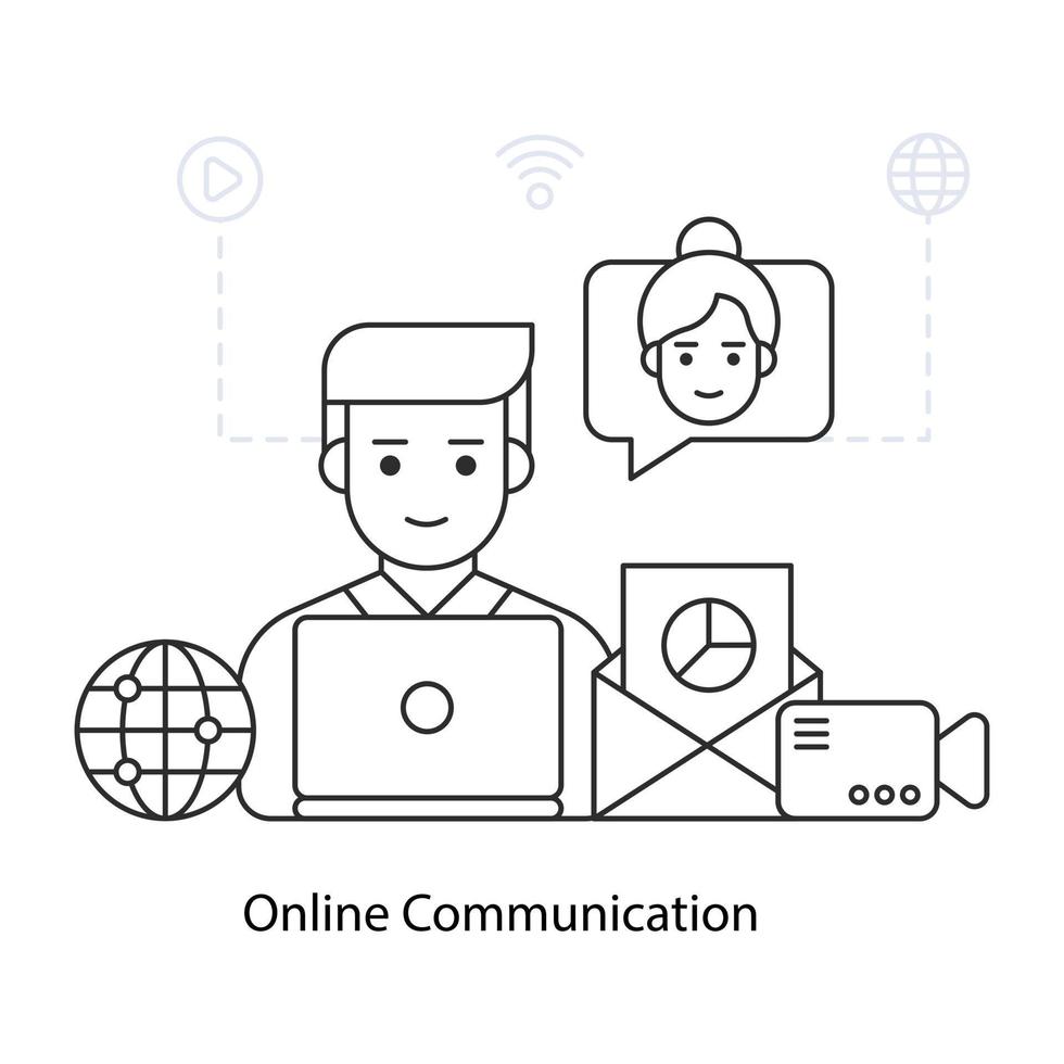 eine flache Designillustration der Online-Kommunikation vektor
