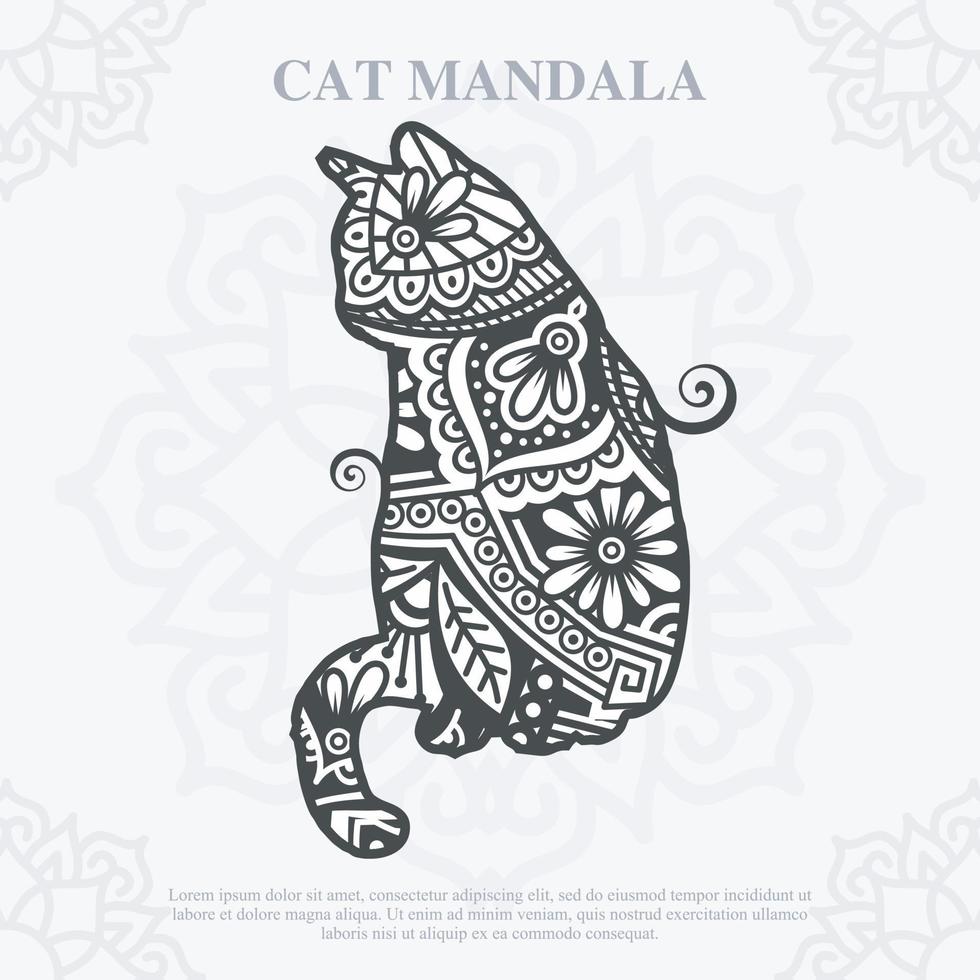 kattmandala. vintage dekorativa element. orientaliskt mönster, vektorillustration. vektor