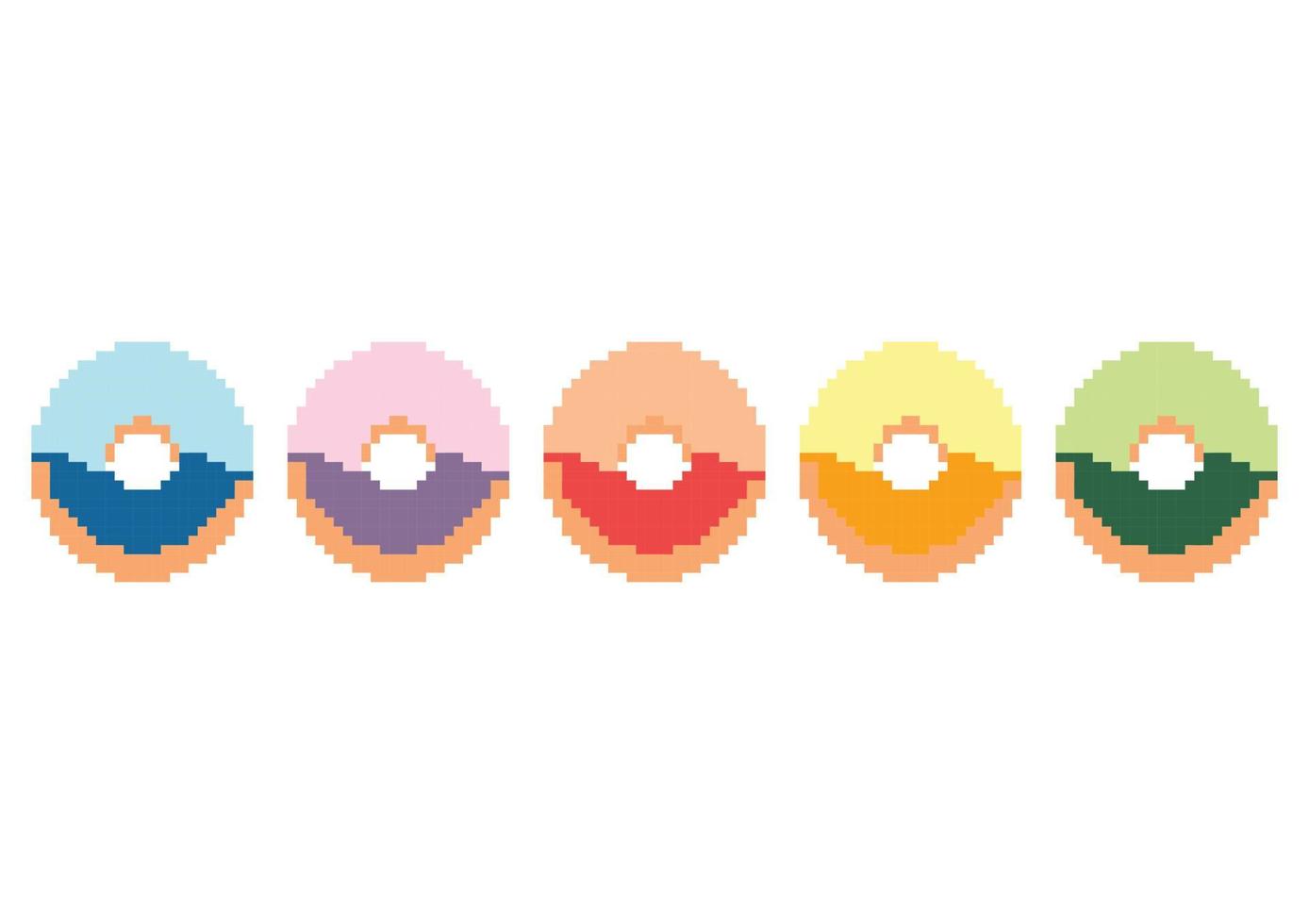 eine Sammlung von Donut-Illustrationen im Pixel-Stil vektor