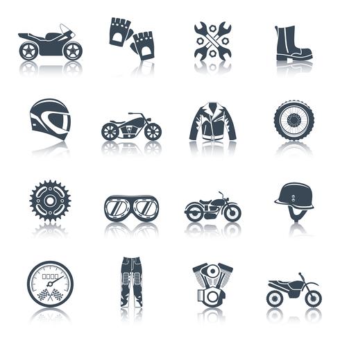 Motorrad Icons Schwarz Set vektor