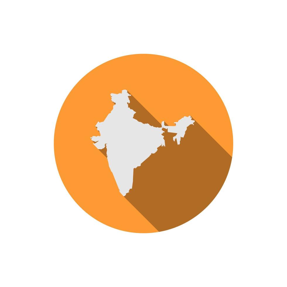 Karte von Indien auf gelbem Kreis mit langem Schatten vektor
