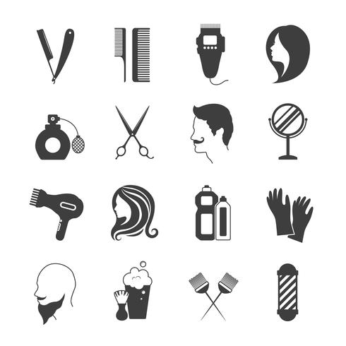 Friseur Icons Set vektor