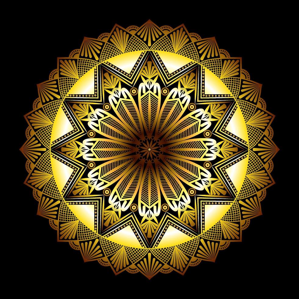 lyxig mandala bakgrundsdesign med gyllene arabeskmönster vektor