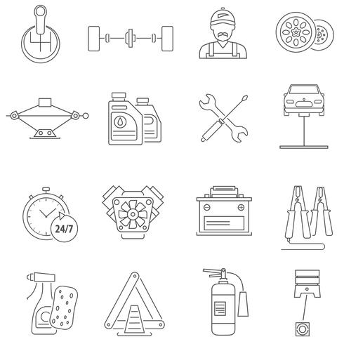 Auto Service Icons Linie vektor